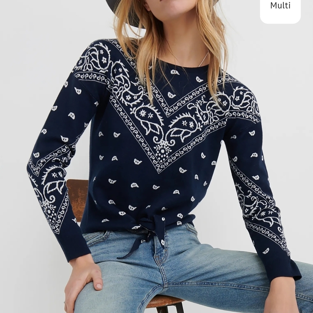 Navy Bandana Print Women's Top